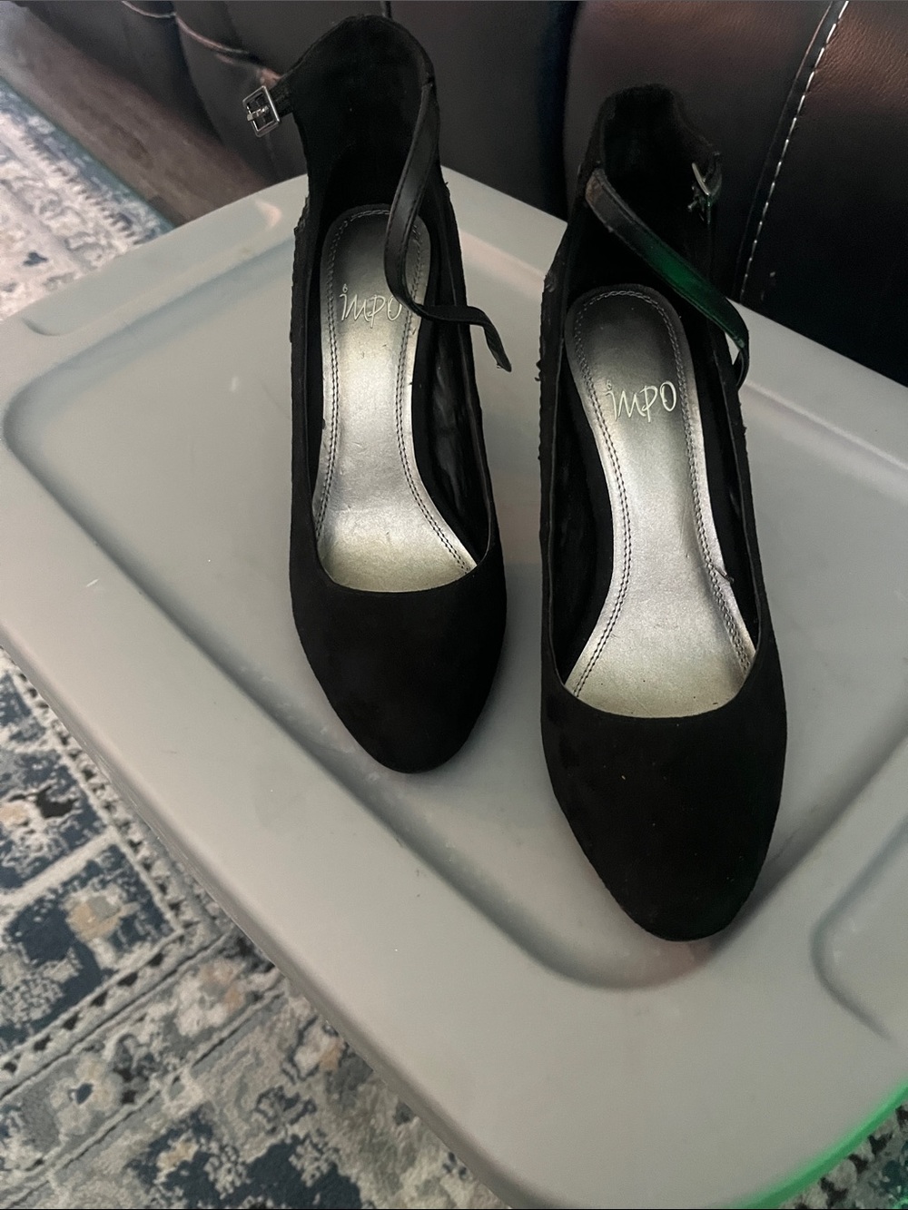 Windsor Smith Black Suede Ankle-Strap Heels